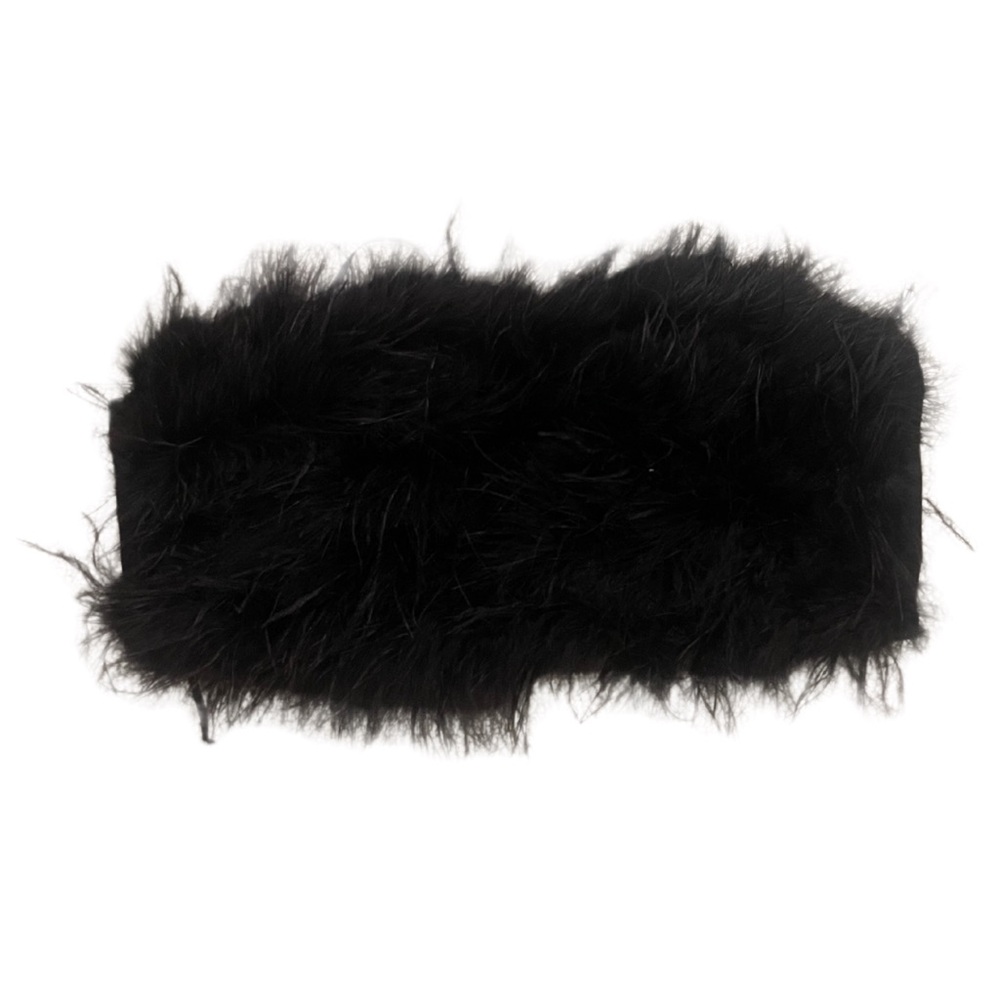 Black feather strapless top